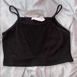 LF v-neck mesh crop tank